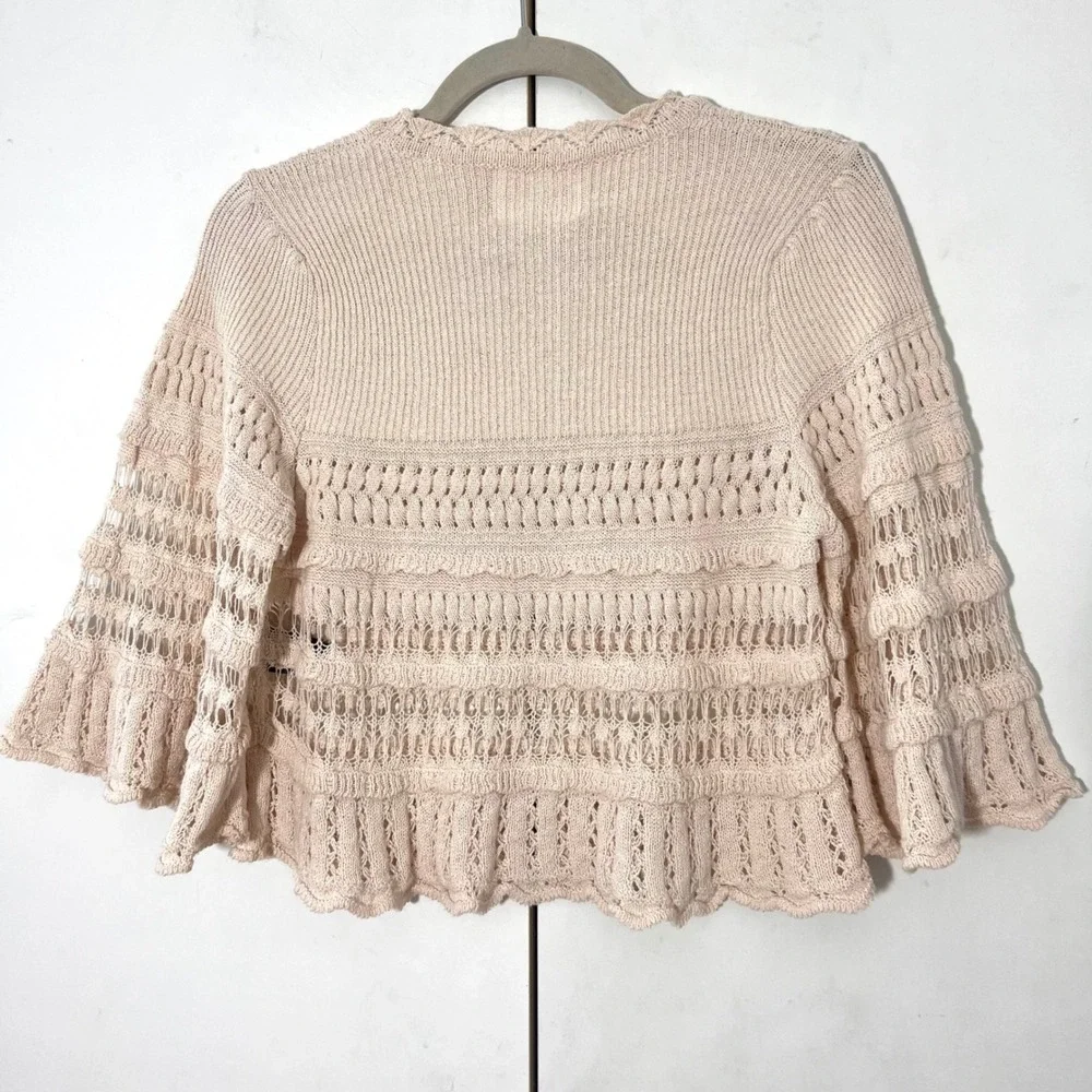Isabel Marant Etoile Frizy Top Size 36 Beige Cotton Crochet Pointelle Knit Boho - Picture 3 of 7